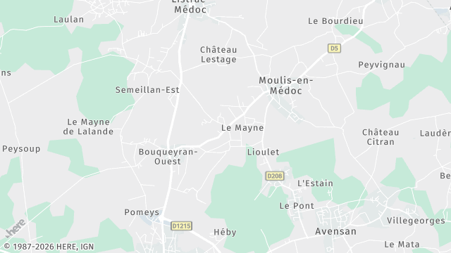 Carte de la zone d'intervention à Moulis-en-Médoc