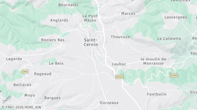 Carte de la zone d'intervention à Saint-Cernin