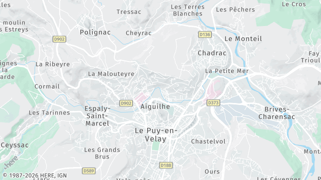 Carte de la zone d'intervention à Aiguilhe