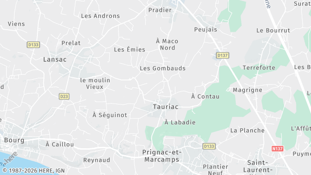 Carte de la zone d'intervention à Tauriac