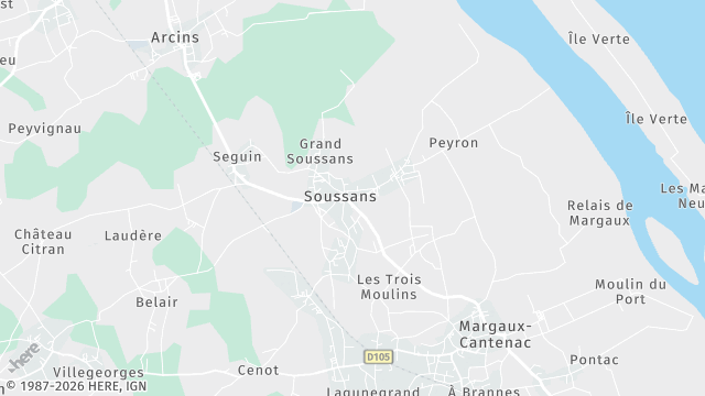 Carte de la zone d'intervention à Soussans