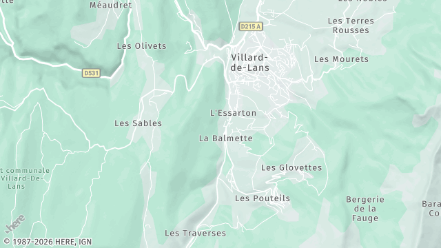 Carte de la zone d'intervention à Villard-de-Lans