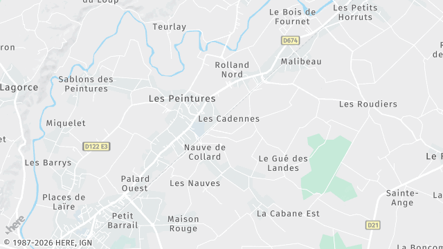 Carte de la zone d'intervention à Les Peintures