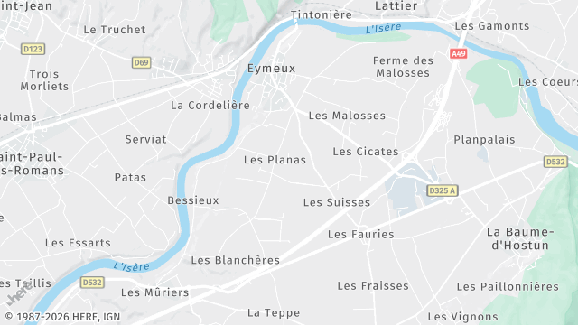 Carte de la zone d'intervention à Eymeux