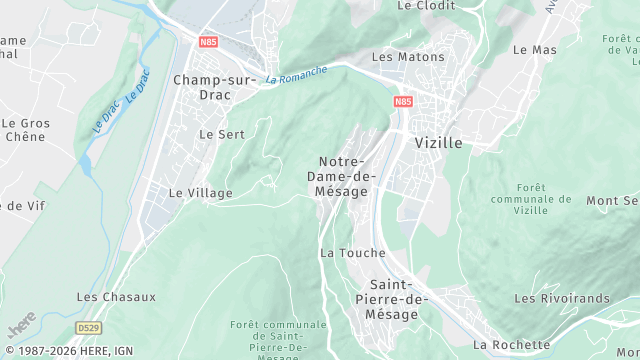 Carte de la zone d'intervention à Notre-Dame-de-Mésage