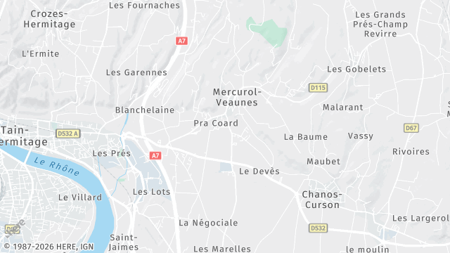 Carte de la zone d'intervention à Mercurol-Veaunes