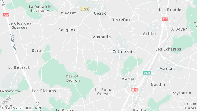 Carte de la zone d'intervention à Cubnezais
