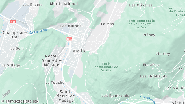 Carte de la zone d'intervention à Vizille