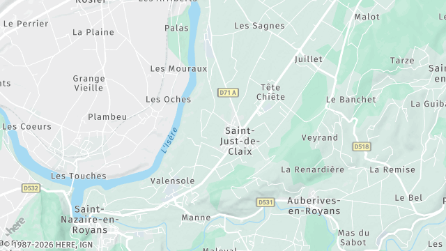 Carte de la zone d'intervention à Saint-Just-de-Claix