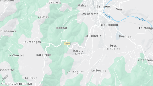 Carte de la zone d'intervention à Langeac