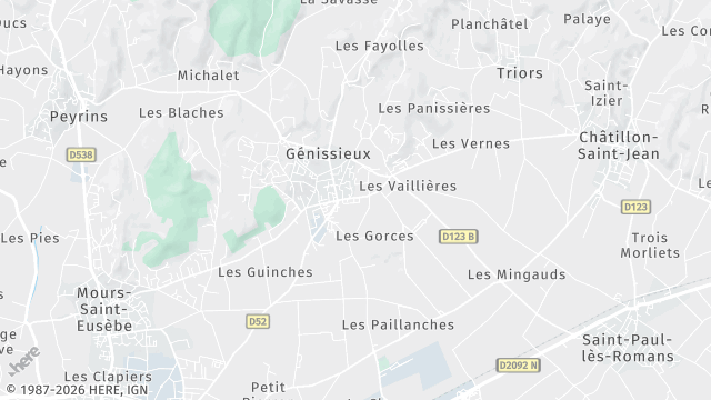 Carte de la zone d'intervention à Génissieux
