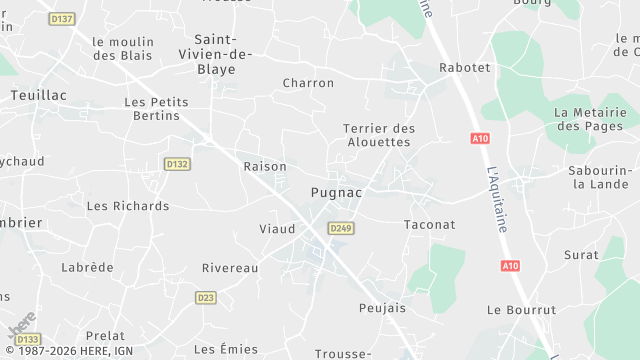 Carte de la zone d'intervention à Pugnac