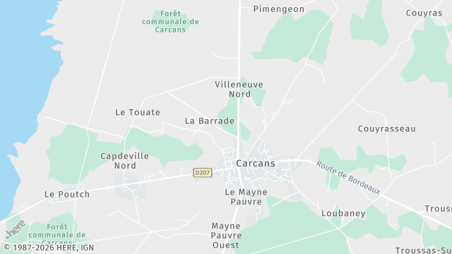 Carte de la zone d'intervention à Carcans