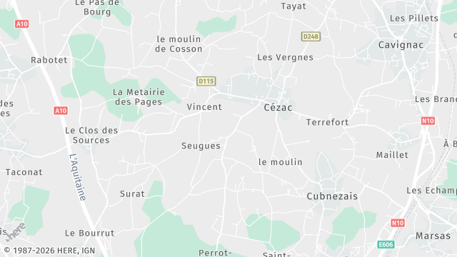 Carte de la zone d'intervention à Cézac