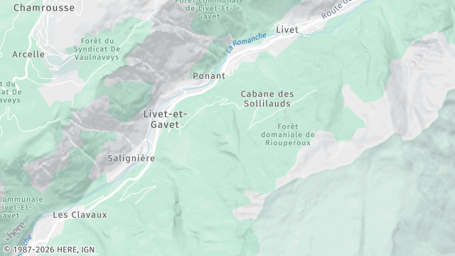 Carte de la zone d'intervention à Livet-et-Gavet