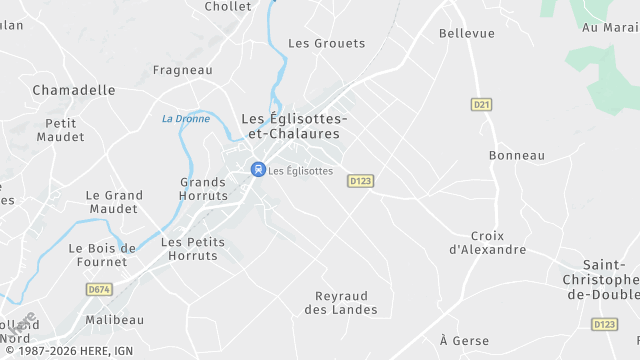 Carte de la zone d'intervention à Les Églisottes-et-Chalaures