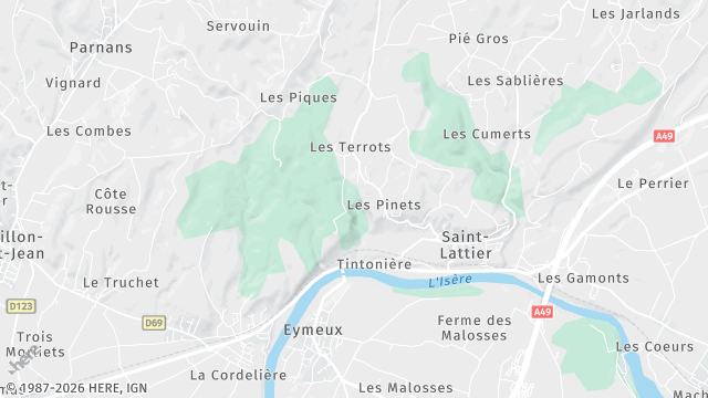Carte de la zone d'intervention à Saint-Lattier