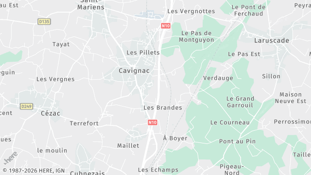 Carte de la zone d'intervention à Cavignac