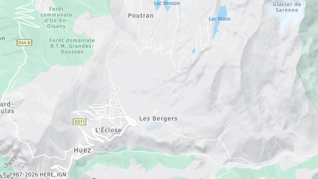 Carte de la zone d'intervention à Huez