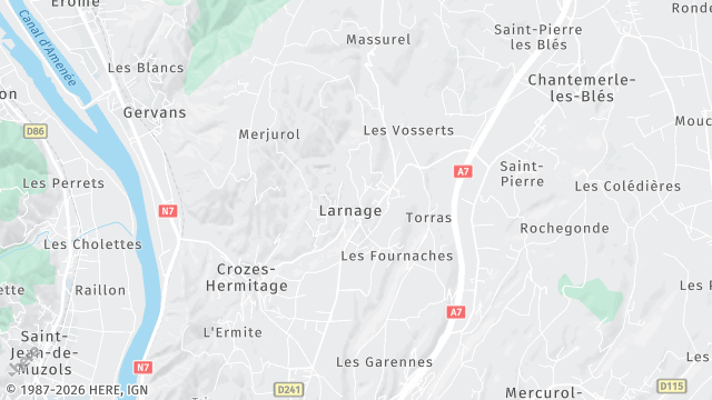 Carte de la zone d'intervention à Larnage