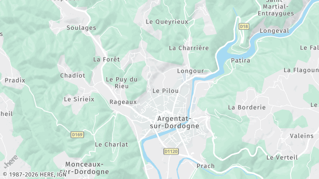 Carte de la zone d'intervention à Argentat-sur-Dordogne