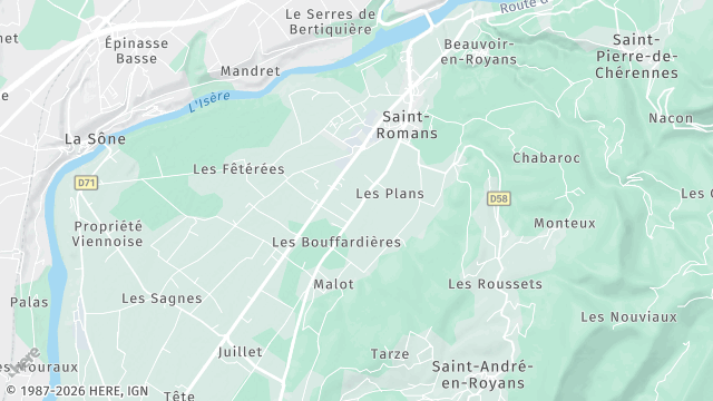 Carte de la zone d'intervention à Saint-Romans