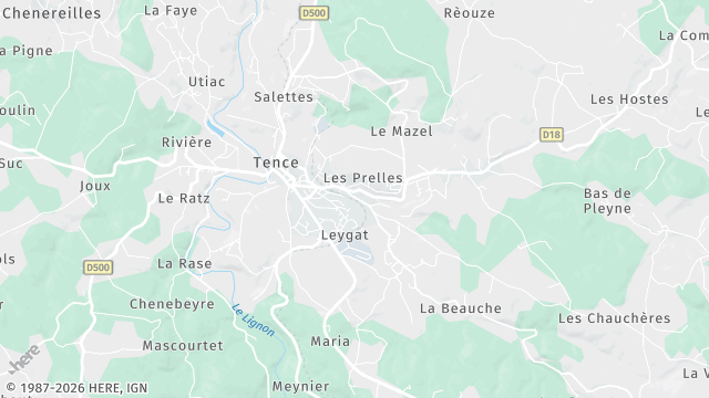 Carte de la zone d'intervention à Tence