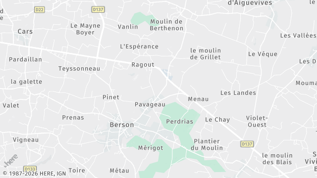 Carte de la zone d'intervention à Berson