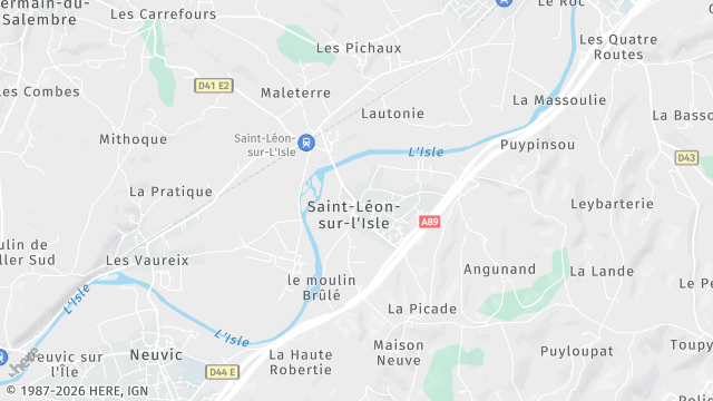 Carte de la zone d'intervention à Saint-Léon-sur-l'Isle