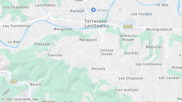 Carte de la zone d'intervention à Terrasson-Lavilledieu