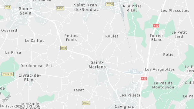 Carte de la zone d'intervention à Saint-Mariens