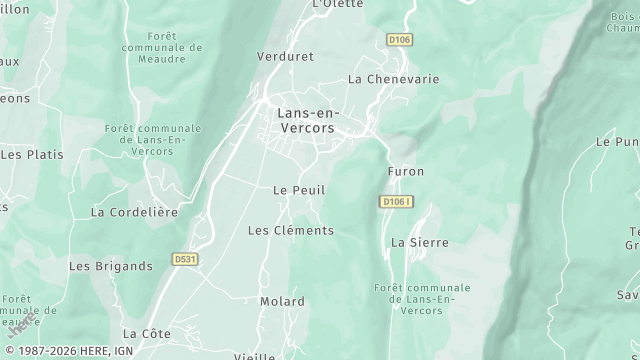 Carte de la zone d'intervention à Lans-en-Vercors