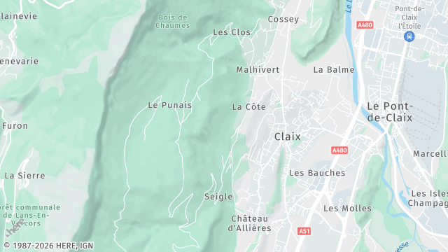 Carte de la zone d'intervention à Claix