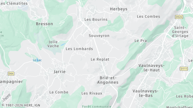 Carte de la zone d'intervention à Brié-et-Angonnes