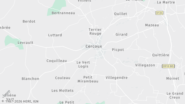 Carte de la zone d'intervention à Cercoux