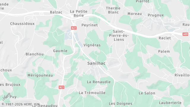 Carte de la zone d'intervention à Sanilhac