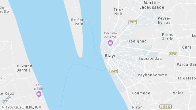 Carte de la zone d'intervention à Blaye