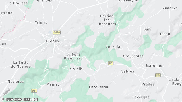 Carte de la zone d'intervention à Pleaux