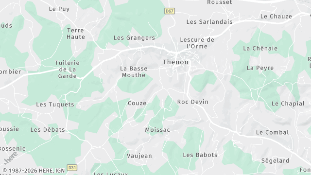 Carte de la zone d'intervention à Thenon