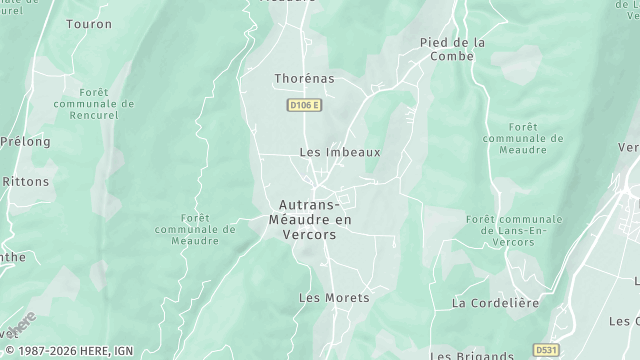 Carte de la zone d'intervention à Autrans-Méaudre en Vercors