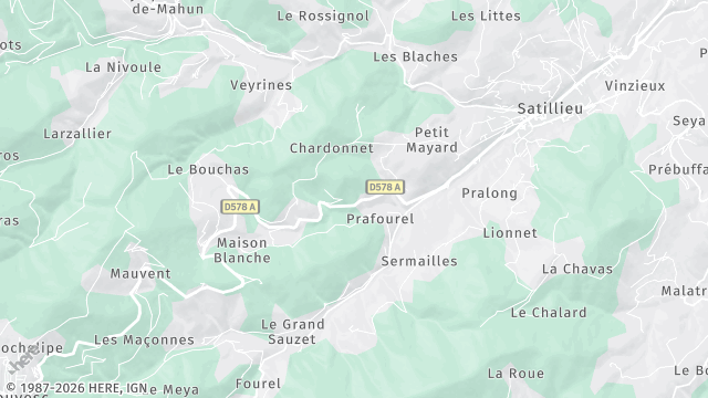 Carte de la zone d'intervention à Satillieu