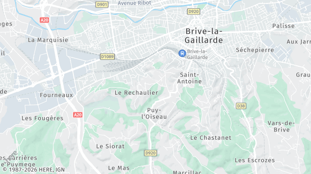 Carte de la zone d'intervention à Brive-la-Gaillarde