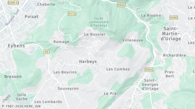 Carte de la zone d'intervention à Herbeys