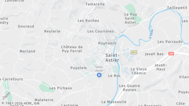 Carte de la zone d'intervention à Saint-Astier