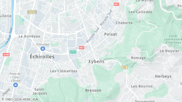 Carte de la zone d'intervention à Eybens