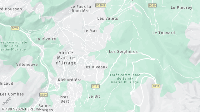 Carte de la zone d'intervention à Saint-Martin-d'Uriage