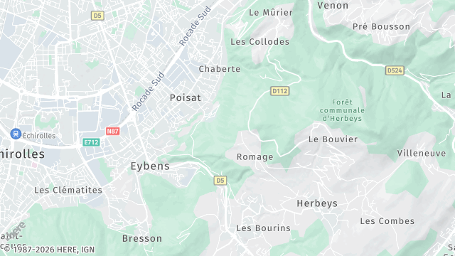 Carte de la zone d'intervention à Poisat