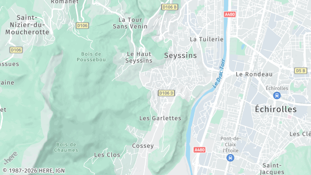 Carte de la zone d'intervention à Seyssins