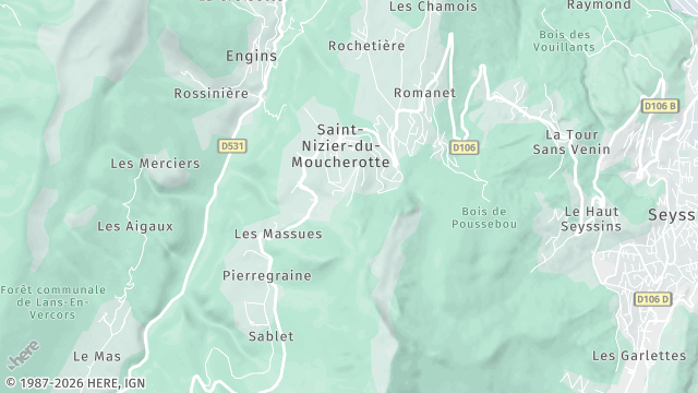 Carte de la zone d'intervention à Saint-Nizier-du-Moucherotte