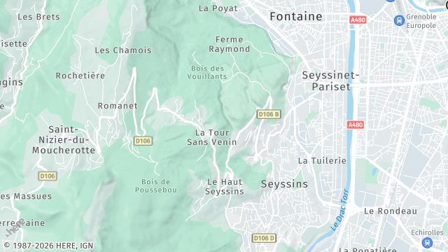 Carte de la zone d'intervention à Seyssinet-Pariset